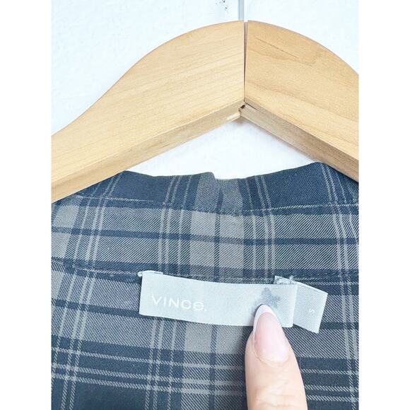 Vince Plaid Easy Pullover Cotton Cocoon Shirt Dress Small Green Lagenlook - Picture 5 of 13